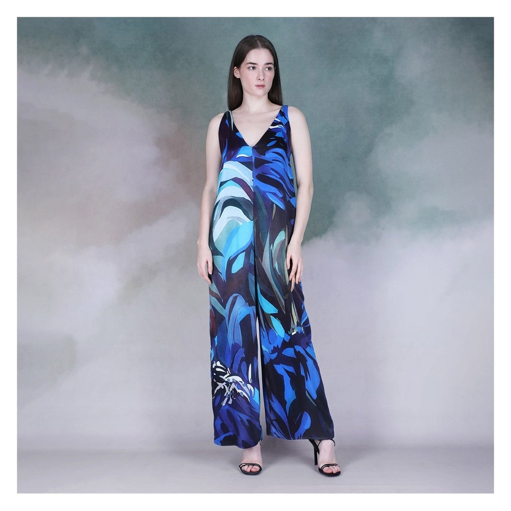 ANTHROPOLOGIE BL^NK Vlasta Jumpsuit in Blueberry Size Small